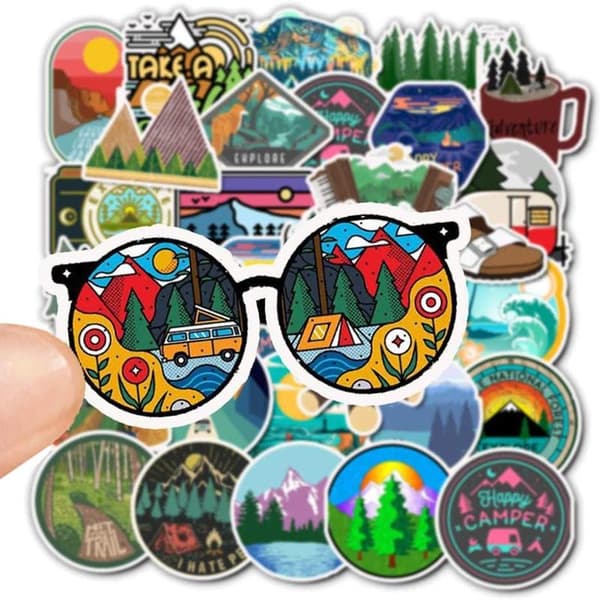 50x Stickers and Decals - Camping multicolor multifärg