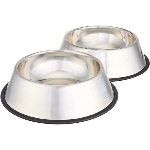 Stainless Steel Non-Skid Pet Dog Water And Food Bowl, 2-Pack (10 x 2.8 Inches), Each Holds Up to 4 Cups