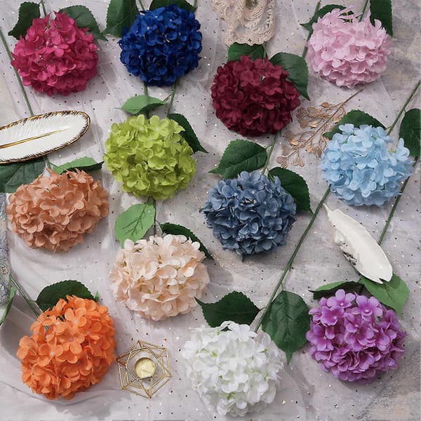 Kunstig Hortensia Blomst – til Midtpunkt & Udstilling – med Realistisk Light Blue