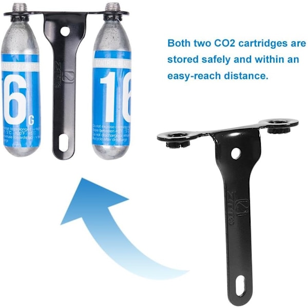 CO2-patronholder, 2 stk. MTB landeveissykkel CO2-flaskeholderfeste sykkel CO2-flaskebrakett sykkeltilbehør (1 stk. svart)