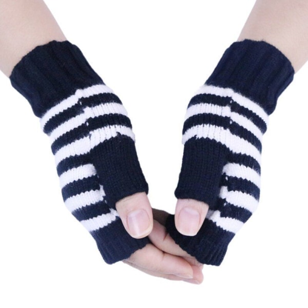 Half Finger Gloves Winter Knitted Women Wrist Cashmere Warm Thick Stretchable