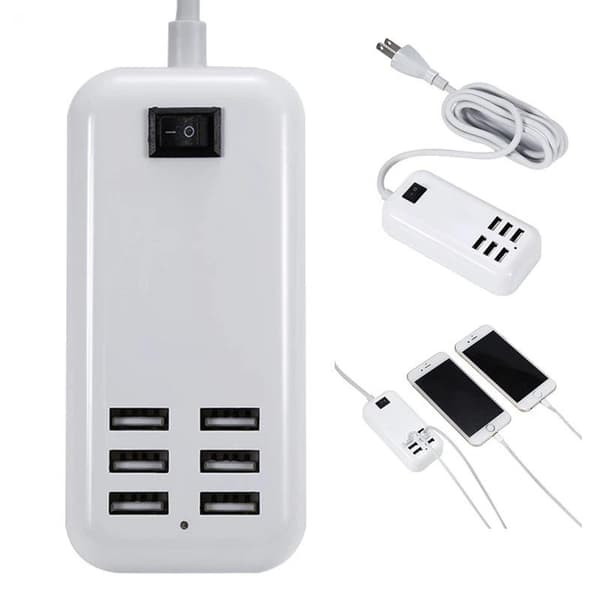 USB-driven aluminium USB-hubb med 6 portar