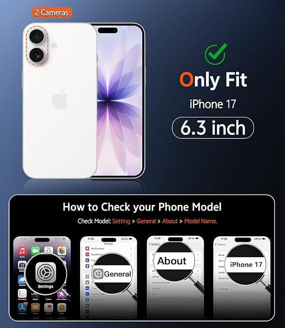 FNTCASE for iPhone 17 Clear Case, Magnetic with Screen Protector, MagSafe Compatible, Anti-Yellowing Rugged Shockproof Cover, C-Purple C-purple