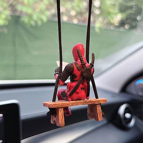 Sjov Anime Bil Spejl Hængende Tilbehør Bil Vedhæng Læsning Deadpool Ornamenter Auto Bakspejl Dekoration Bil Tilbehør Julegaver Bil