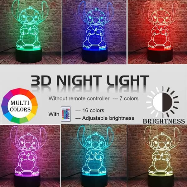 Stitch natlampe, Lilo og Stitch figurer 3D Stitch lampe legetøj