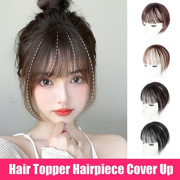 Osynlig sömlös tunn hårtoppare Hårstycke täcker skallighet 3D AirBangs Dark brown