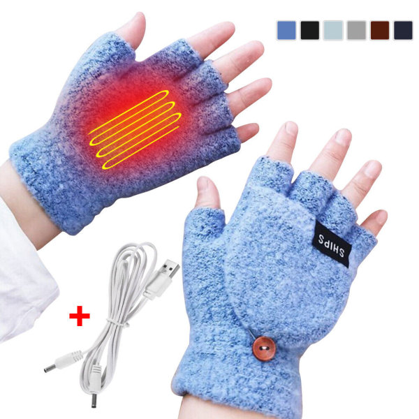 HalfFinger Winter Electric Heated Gloves Touch Screen USB Rechargeable Hand Warm