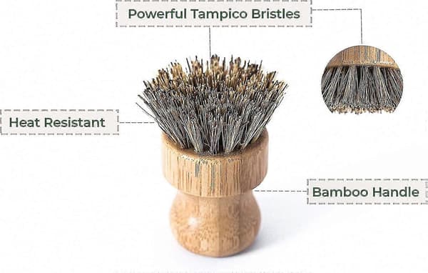 3-pack naturlig diskborste i bambu för miljövänlig diskning