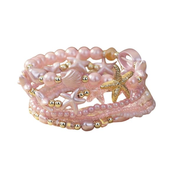 Kystinspirerede stabelbare armbånd – sommerferiegave Pink