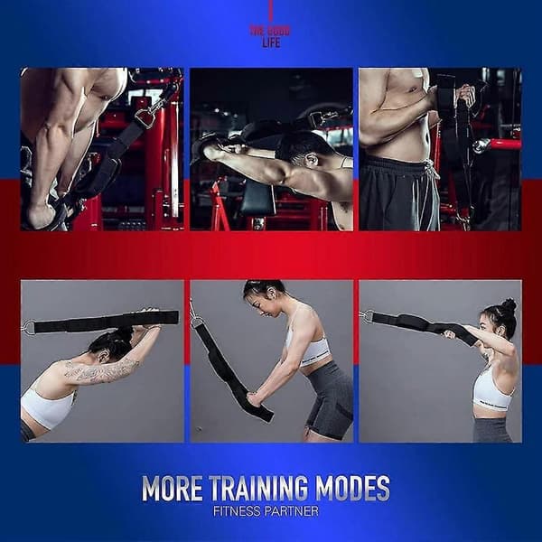 Triceps Reb Kabel Vedhæftning Med 2 Håndtag, Triceps Træk Ned Reb Til Push Downs, Crunches, Facepulls Black