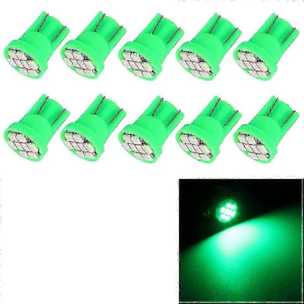 10 stk. T10 8 LED bilsignalpære Green Light