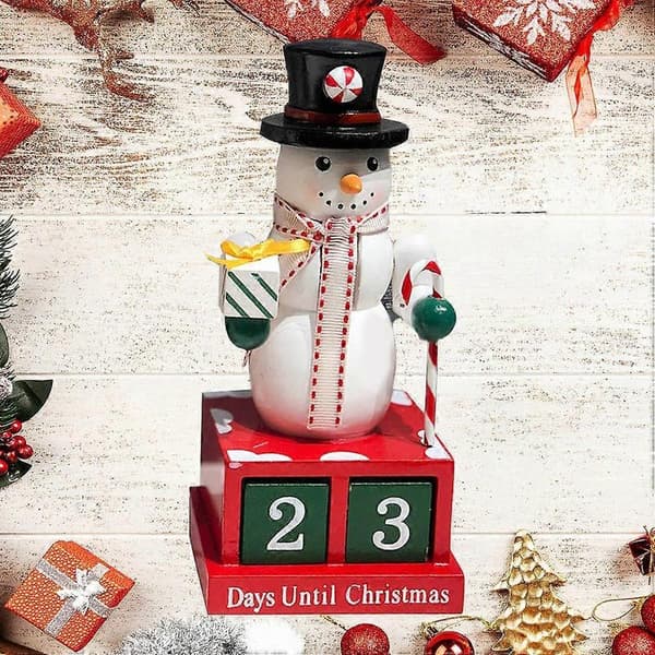 Nedtelling til jul Trekalender for 2 stk Snømann Skrivebordsdekorasjon Multi 7X7X16cm