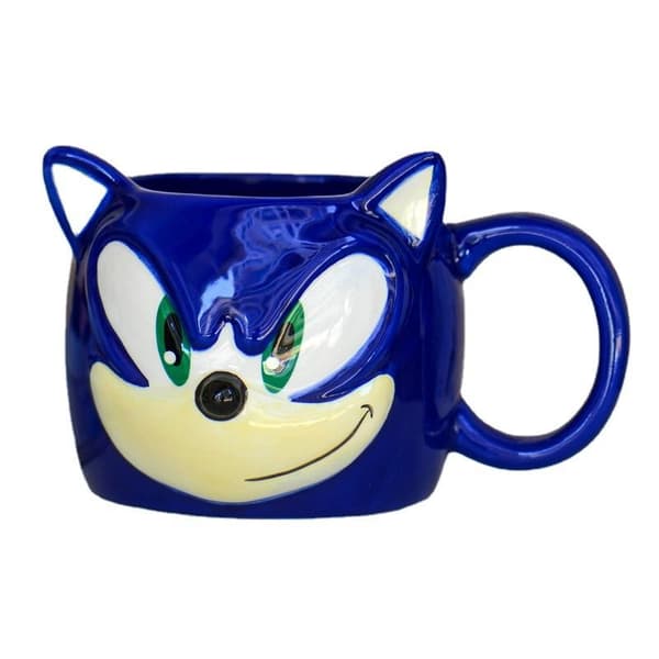 Sega-Sonic ansiktskopp, blå, 14 x 9 cm