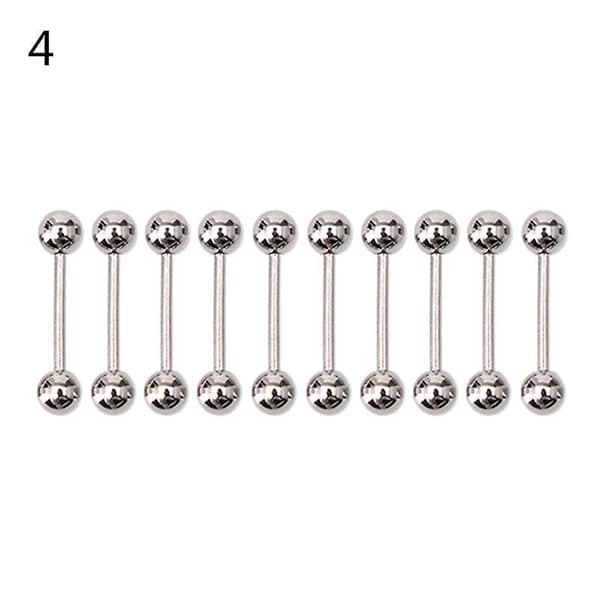 10 stk. kugle-tunge-navle-nippel-barbell-ringe i rustfrit stål, kropspiercing Silver 1.6*18*5