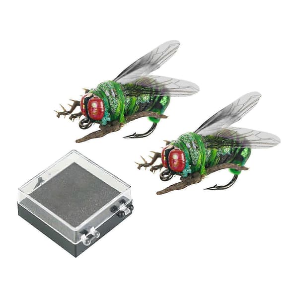 Simulering Flugor Bi Lockfiskekrokar, 2-pack Flytande Sötvattensfiskedrag, Med Förvaringslåda 14mm