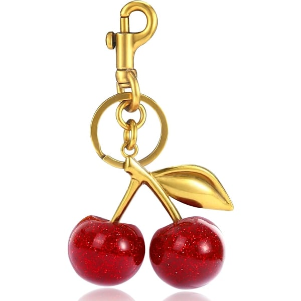 (120×60×10) Glitter Kirsebær Taske Charm, Kirsebær Nøglering Charms Tilbehør til Håndtasker Tasker