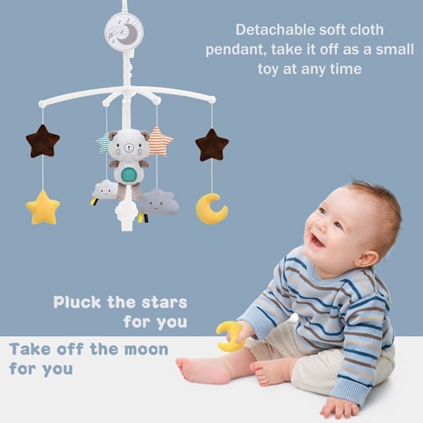 Baby Crib Musical Mobile, Cute Teddy Bear Wind Chime Baby Bed Bell