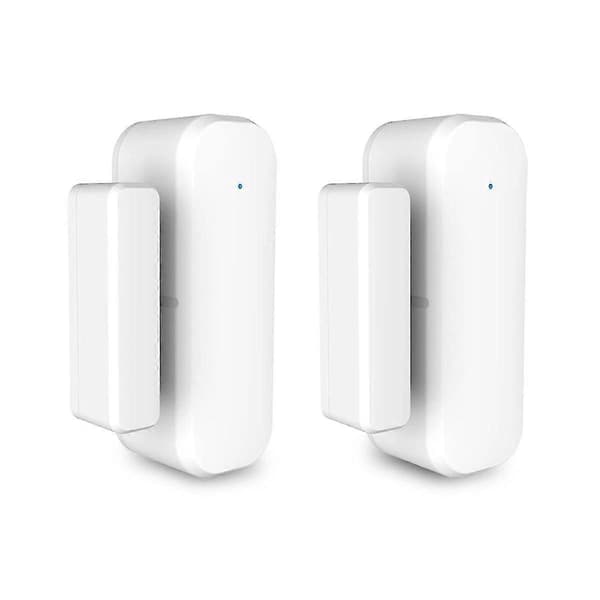 2 par smart dörrsensor, Wifi fönsterdörrsensorlarm, kontaktsensor för hemsäkerhet, smart hem Vit