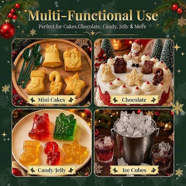 Fleksible julebakeformer Karakterform for sjokolade, godteri, gelatin og snacks N