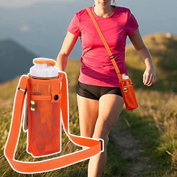 3-pack Flasknätspåse Multifunktionell Bärande Slitstark Miljövänlig Utomhus Sport Vattenkopp Nätbärväska Vandringstillbehör orange