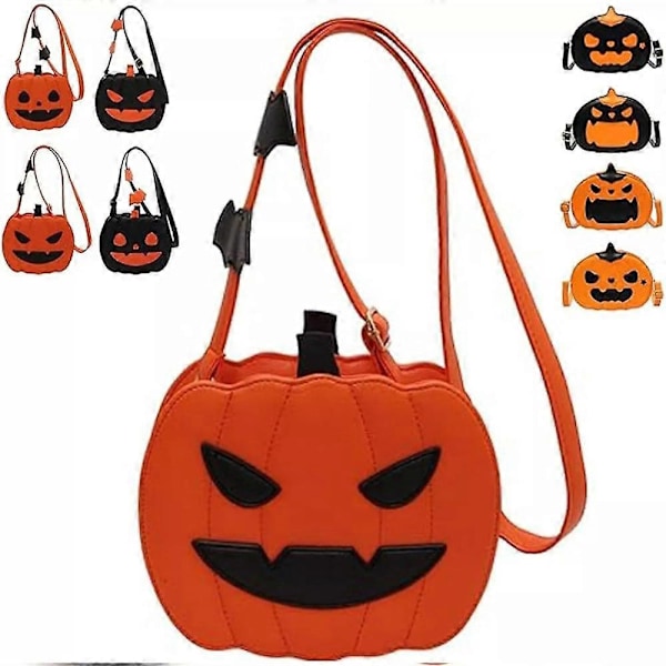 Halloween Kreativ Tegneserie Gresskar Crossbody Bag, Skummel Gresskar Crossbody Bag Black big mouth