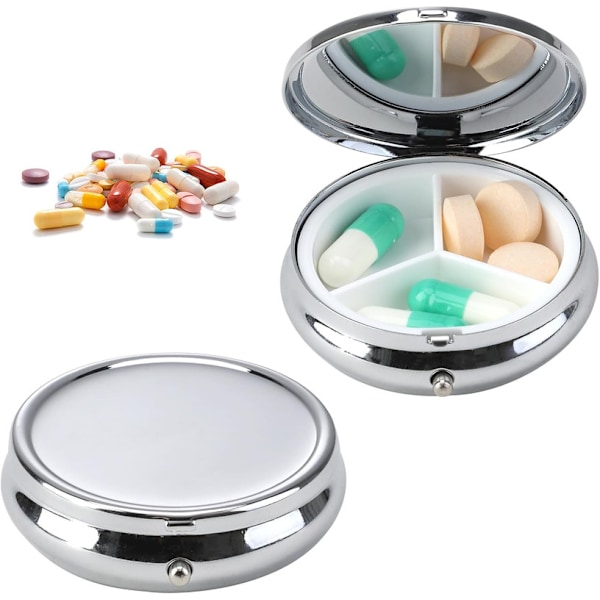 2 st vattentäta metallpillerfodral, bärbar pillerbehållare, pillerask, bärbar och robust pillerförvaring