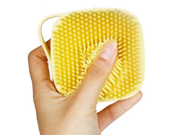 2 STK Silikone Eksfolierende Kropsskrubber Massage Brusebørste Gul Blå