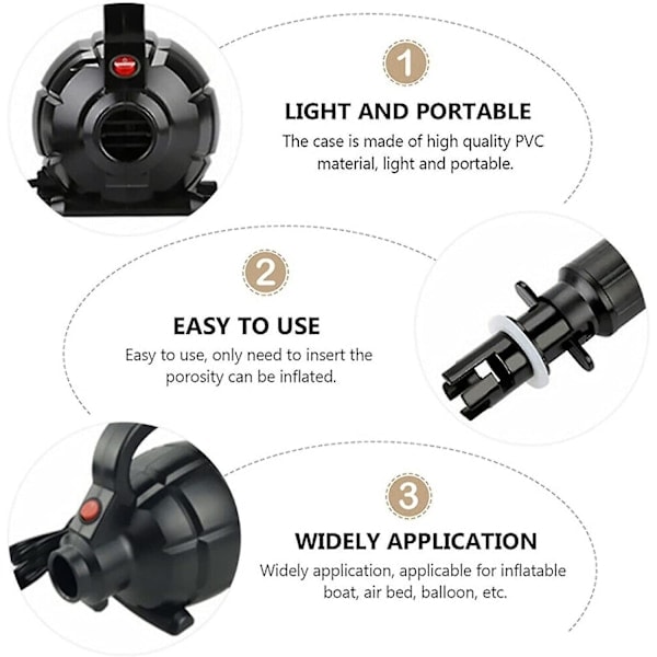 Elektrisk pump, 600W Högeffekts elektrisk luftpump snabb uppblåsning