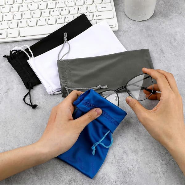 4 stk. bløde solbrilleposer, brille-solbrille-mikrofiberpose, brillehylsterpose, solbrilleetui-taske