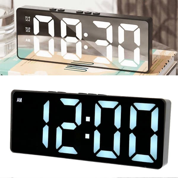 Digital väckarklocka multifunktion stor display modern stil temperaturdisplay LED spegelklocka för hem sovrum