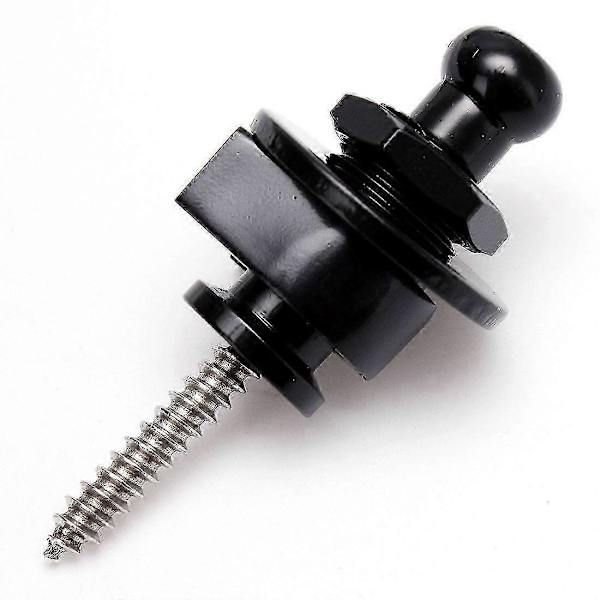 2PCS Remlås Säkerhetslås Ändknapp Gitarrband Bältesspänne kompatibelt med gitarr black