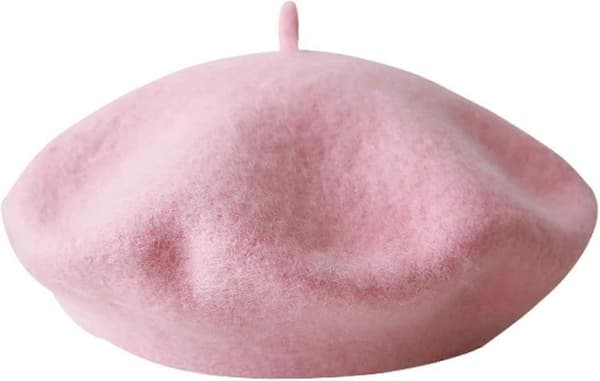 Barn flickor fransk basker hatt konstnär hatt enfärgad varm mössa vinter höst Pink