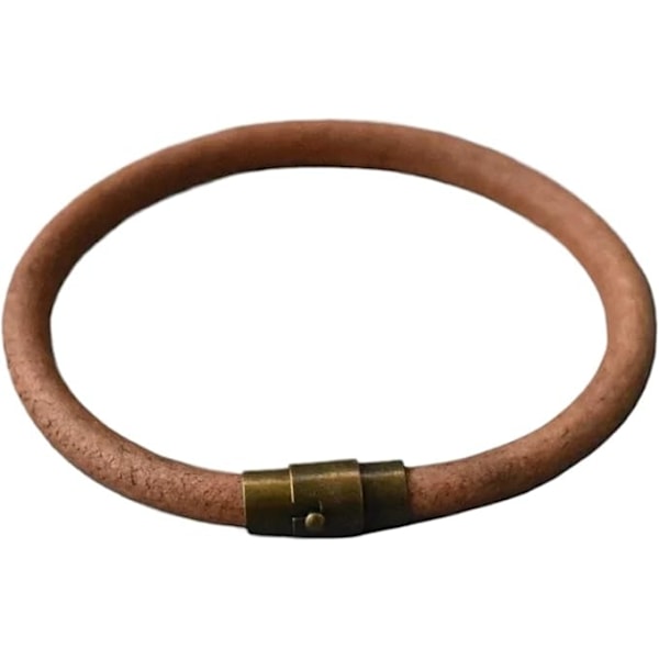 21,5 cm brunt klassisk stil herrearmbånd i skinn med enkel magnetisk spenneknapp, nøytrale smykker, gaver, lykkeamulet, lykke til