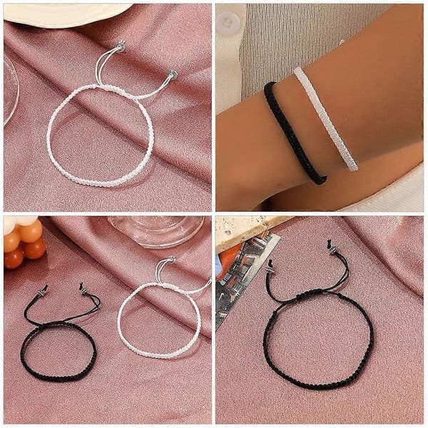 2 par pararmband för par handvävda flickvänner matchande älskare rep