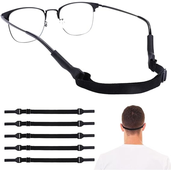 5 Pieces No Tail Adjustable Eyewear Retainer Glasse Strap for Men's Glasses Straps Adjustable Eyeglass Strap, Sports Glasses Band