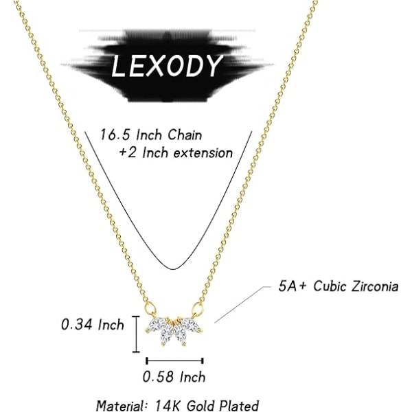 Diamanthalsband för kvinnor Delikat bladhalsband 14k guldpläterat skiktat CZ månhalsband Enkla diamanthalsband för kvinnor Trendiga
