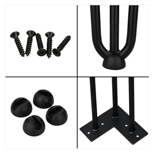 (15cm) 4x Bordsben Hårnålsben Stålbordsben DIY Bordglidare Inter