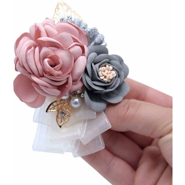 Rosblommiga Corsage Armbandsblommor Brosch för Bröllop