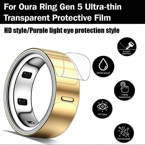 Erittäin ohut kalvo Oura Ring Gen 5 Hydrogel-näytönsuoja hopea Size 9 10PCS