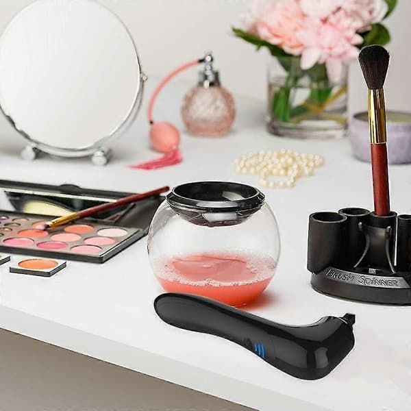 Elektrisk makeupbørsterenser og -tørrer, USB-opladning 3 tilstande, sort