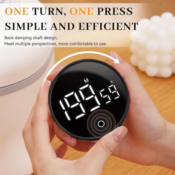 Digital køkkentimer (sort) - Visuel timer stor LED-skærm magnetisk stativ nedtællingstimer justerbar lydstyrke og