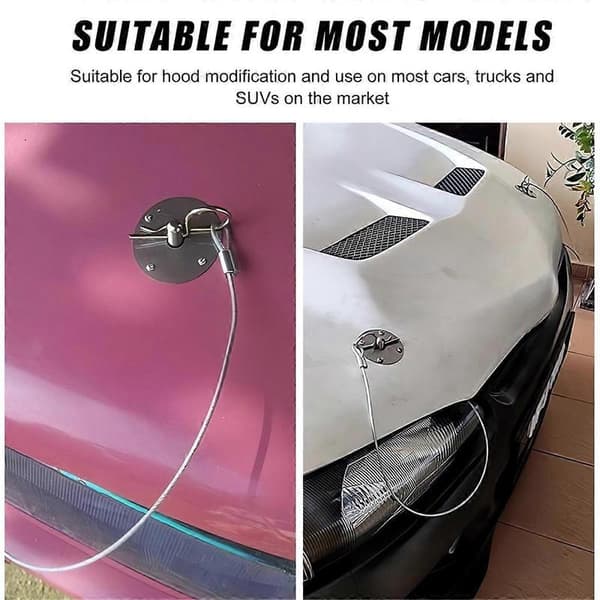 Konepellin lukitussarja autoon, konepellin lukitusklipsisetti Silver