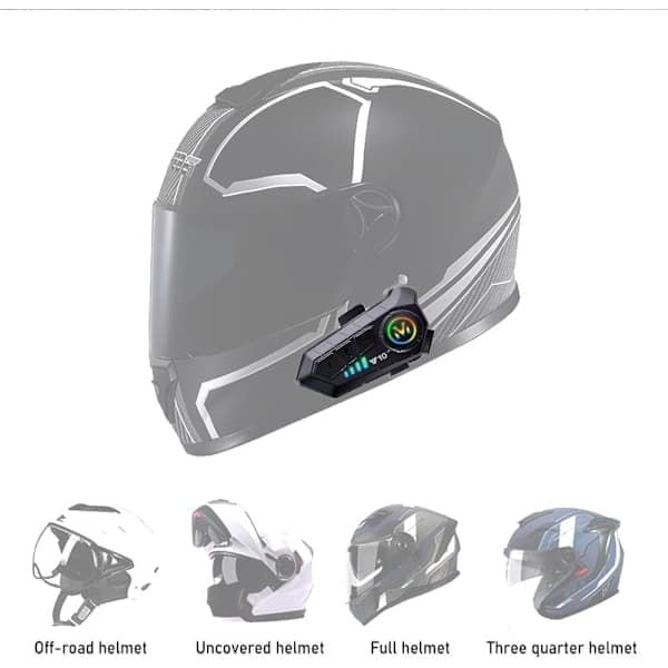 2 Pcs Universal Motorcycle Headset for 2 Riders with Bluetooth 5.3 Headphones and 2-in-1 Microphone for All Helmets