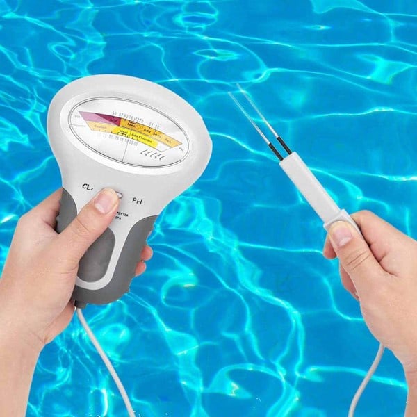Vattenkvalitetstestare, pH-mätare, Testare för fritt klor, Vattenkvalitetstestare för pool, pH-värde för dricksvatten, Batterifri, Stor skärm, Digital vattenkvalitet