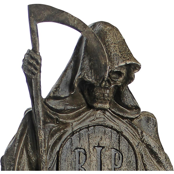 Design Toscano DB159491 Vila i frid Grim Reaper Halloween gravsten gotisk dekor trädgård kyrkogård staty, polyresin, gråsten, 64 cm