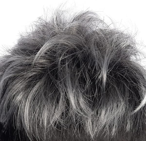 Pojkperuk, Sølvgrå Gradient Farve Messy Kort Roller Hår Pow