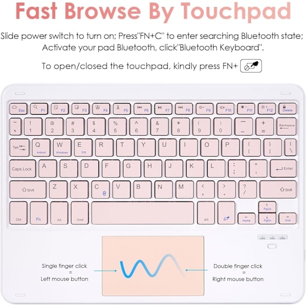 Touchpad-deksel for iPad 10. generasjon med tastatur, Folio-deksel med avtakbart tastatur for nye iPa