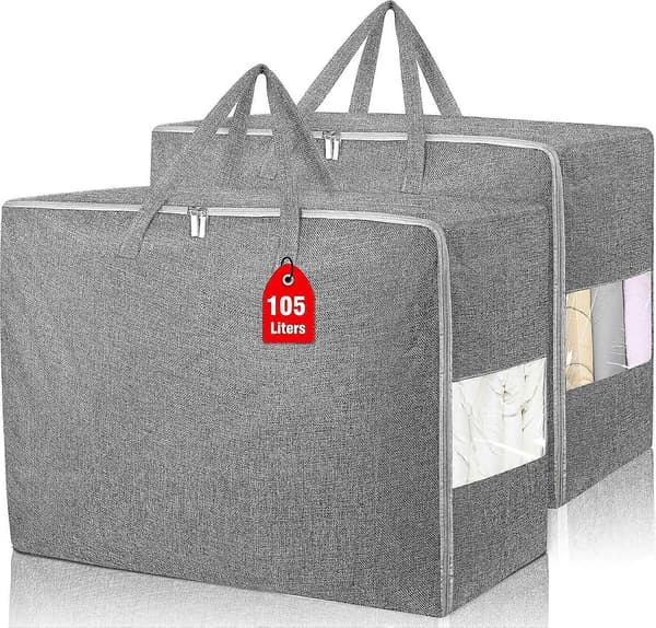 2-pack 105L extra stora förvaringsväskor, hopfällbar flyttfilt för förvaring
