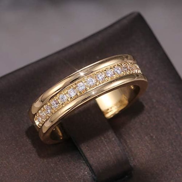 14K gullbelagt komfort ring unisex forlovelsesring evighetsløfte ring gifteringer kubisk zirkonia ring størrelse T1/2