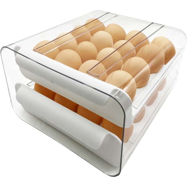 Holder Storage Container Clear Double-Layer Kitchen Fridge Egg Drawer Boxes Plastic Egg Basket Organiser for Refrigerator